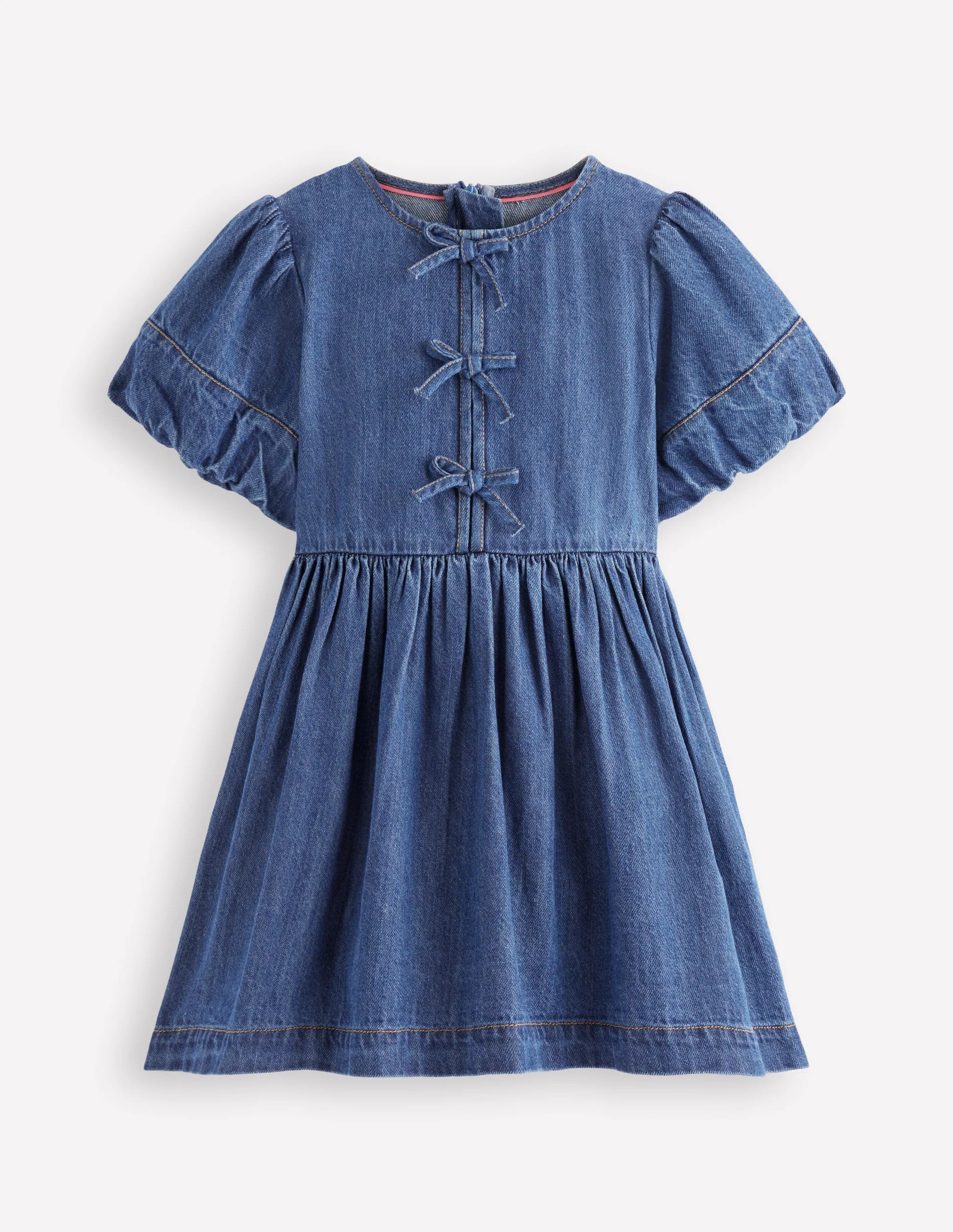 Bow Front Woven Dress-Mid Vintage Denim | Boden (US)