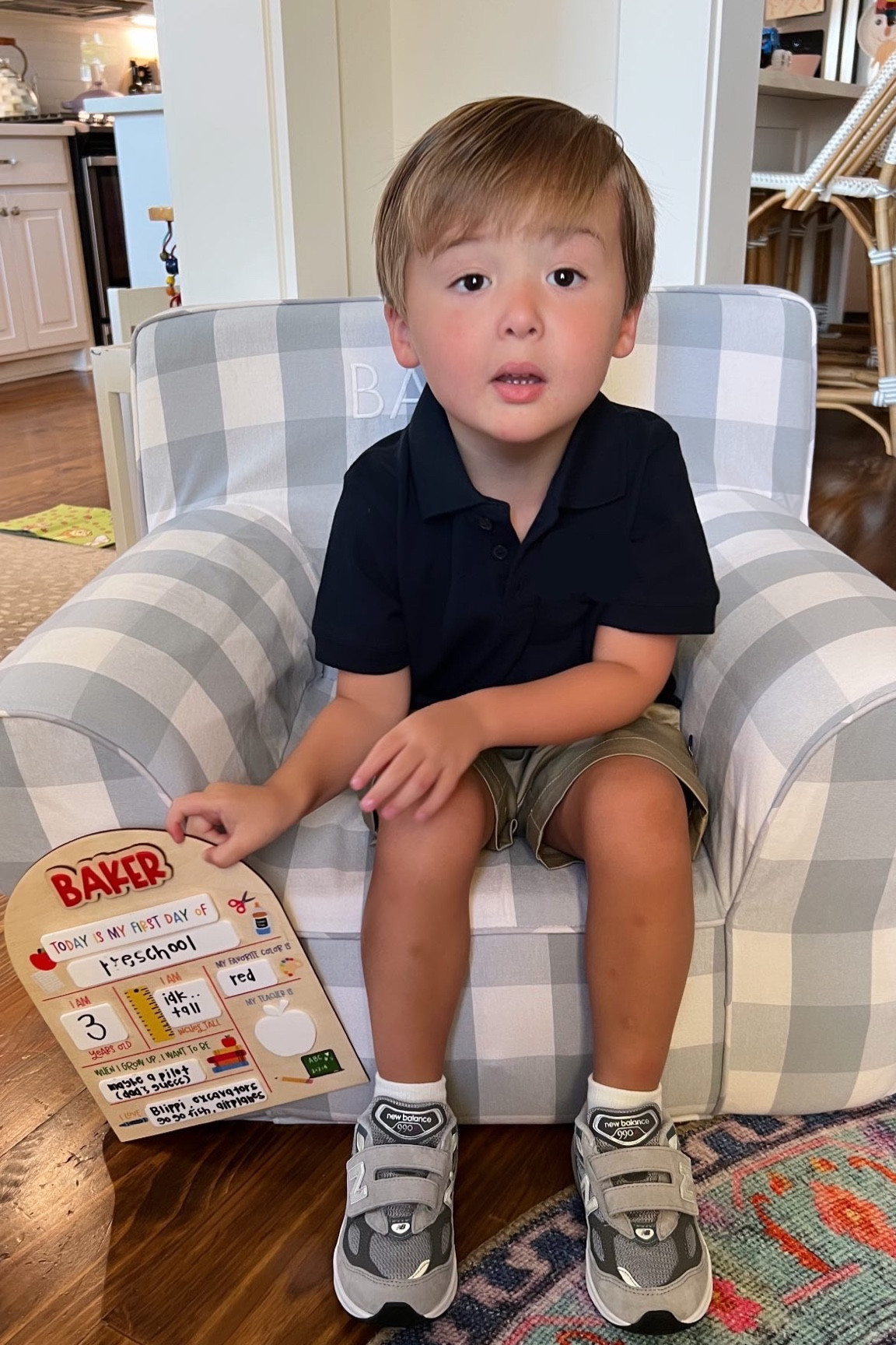 Toddler 990v6 New Balance sneakers / velcro new balance sneakers 
Baker is 3 and wearing a size 10 (I think they run TTS, but baker has a narrow foot) 

#LTKKids #LTKBacktoSchool