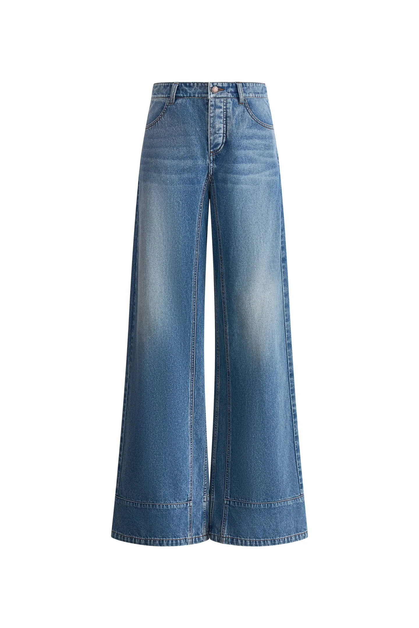 Glaire Zip Fly Straight Wide Leg Jeans in Lyocell Denim - Updated Fit | Fabrique