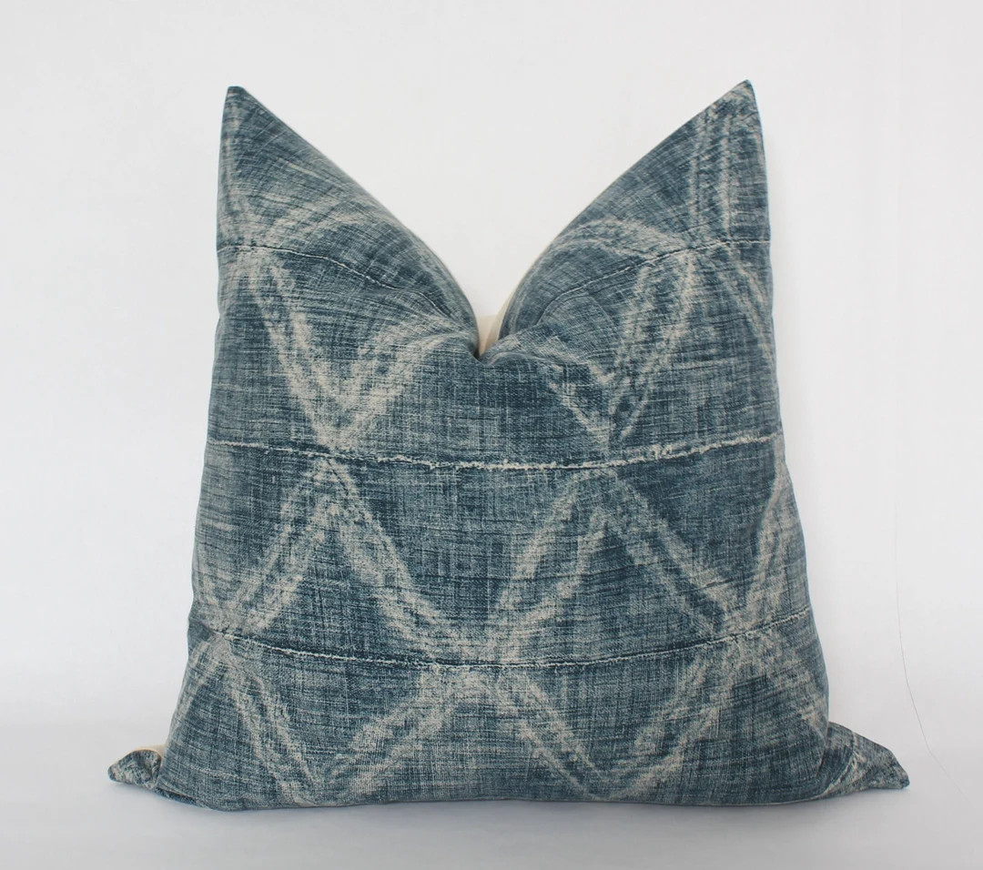 Denim Teal Throw Pillow Covers 20x20 Beige and Teal Pillow - Etsy | Etsy (US)
