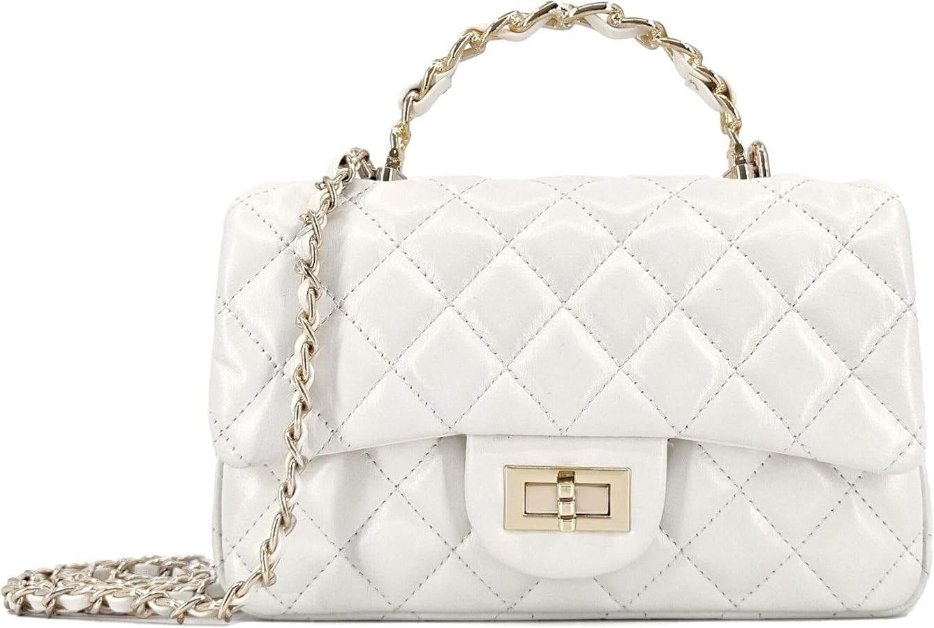 M-ioi-M Small Quilted Crossbody Bags for Women,Leather Shoulder Bag with Gold Chain Strap,Metal T... | Amazon (US)