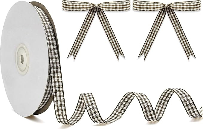 Brown Buffalo Plaid Gingham Ribbon 3/8" x 50yd | Amazon (US)