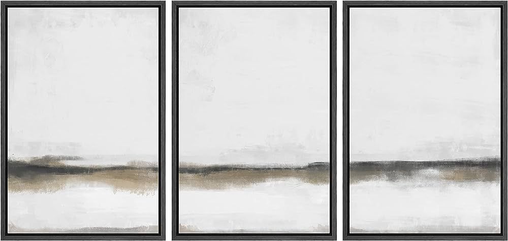 SIGNFORD Framed Canvas Print Wall Art Set Gray Tan Paint Stroke Landscape Abstract Shapes Illustr... | Amazon (US)