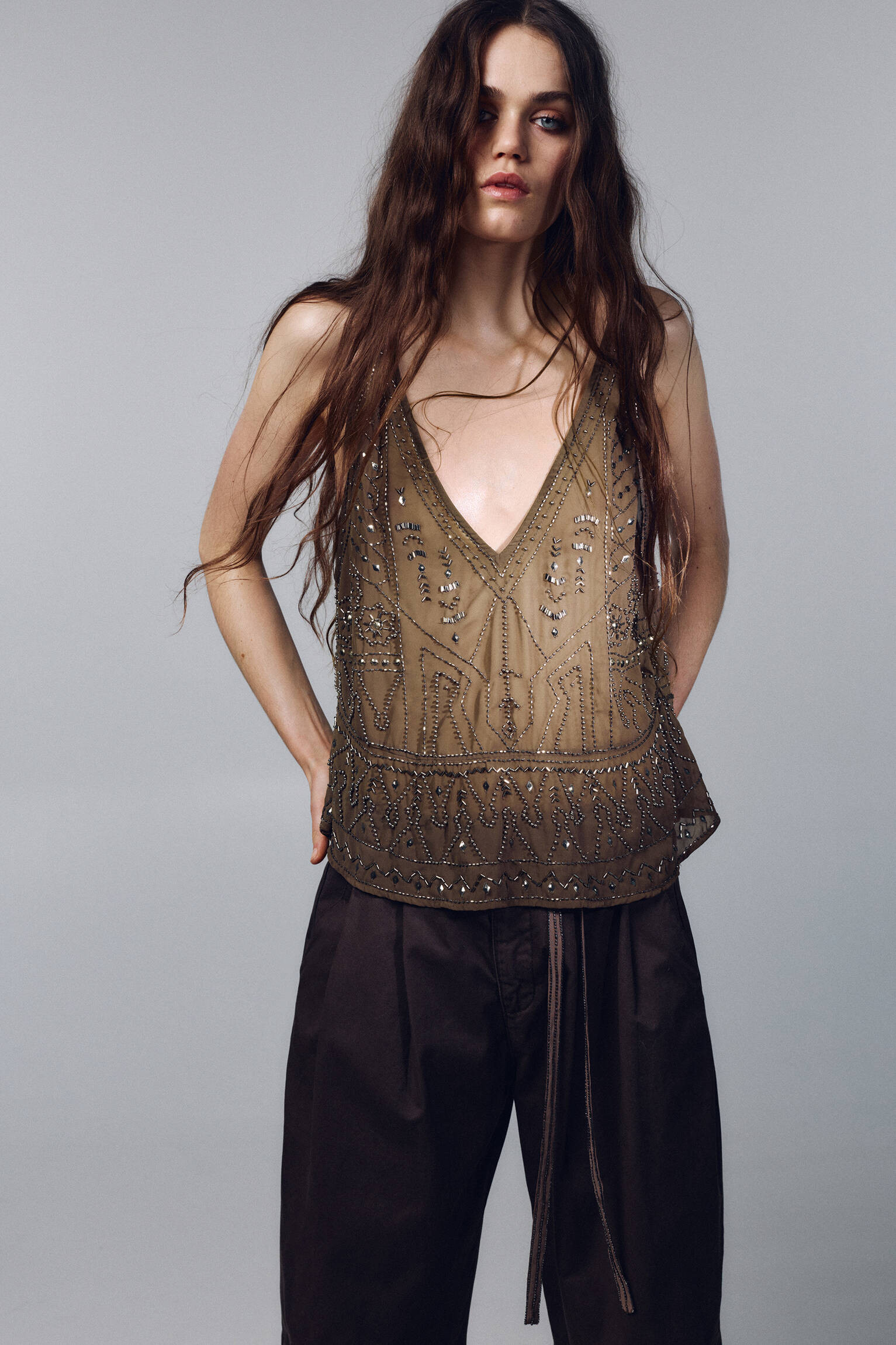 Beaded strappy top - pull&bear | PULL and BEAR UK