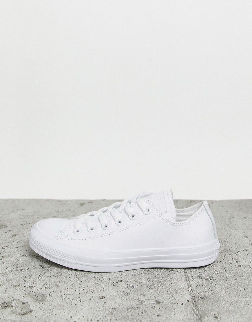 Converse Chuck Taylor All Star Ox white leather monochrome sneakers | ASOS (Global)