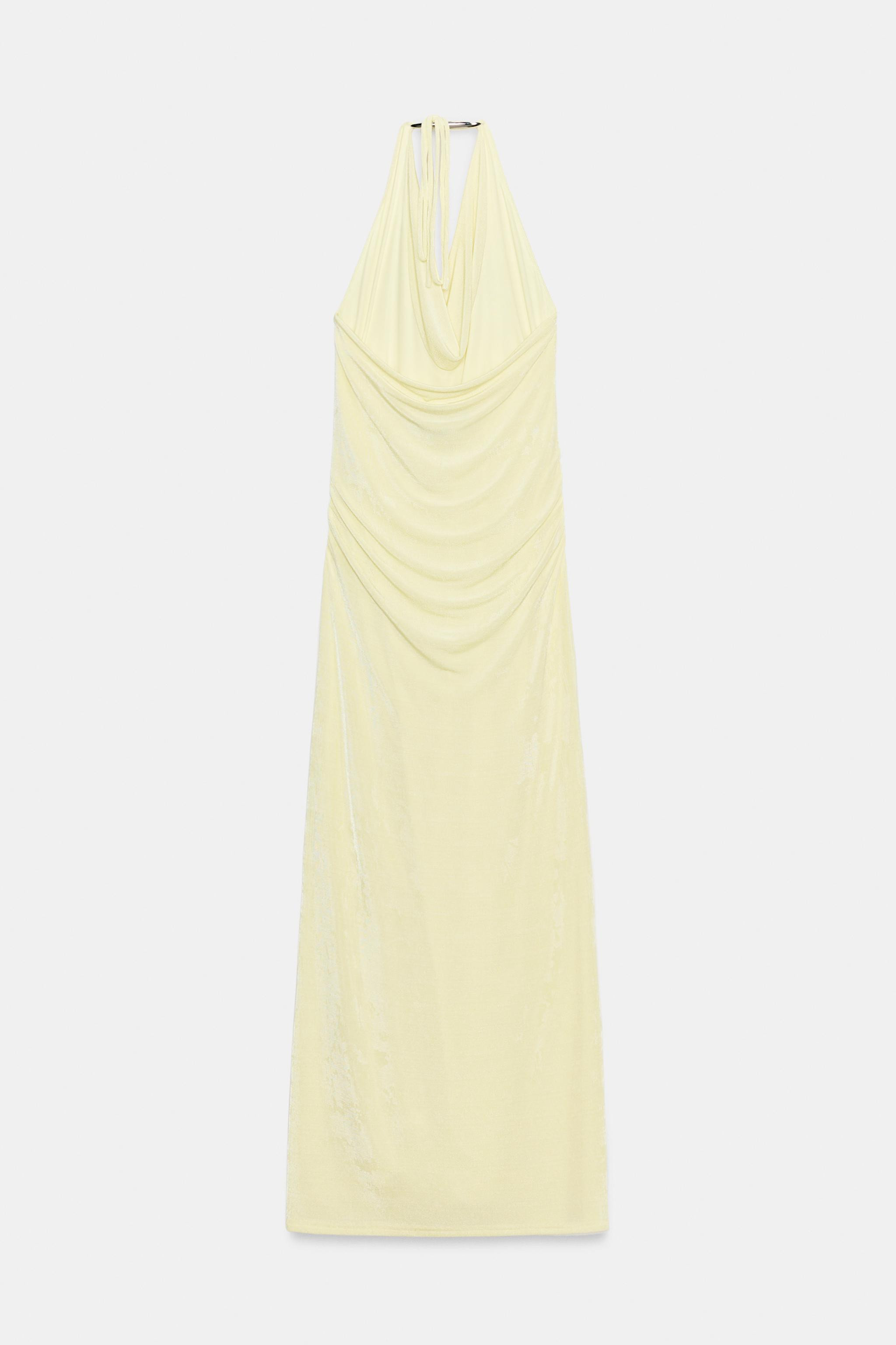 LONG HALTERNECK DRESS WITH APPLIQU\u00c9 | Zara UK