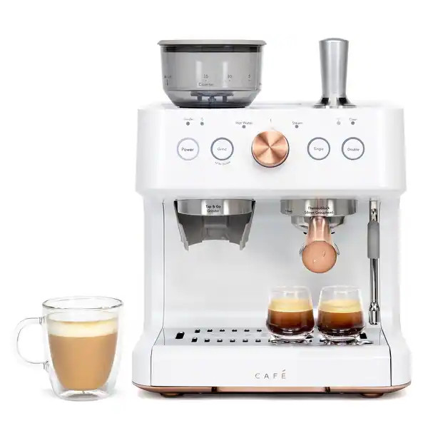 Café™ BELLISSIMO Semi Automatic Espresso Machine + Frother - Matte White | Bed Bath & Beyond