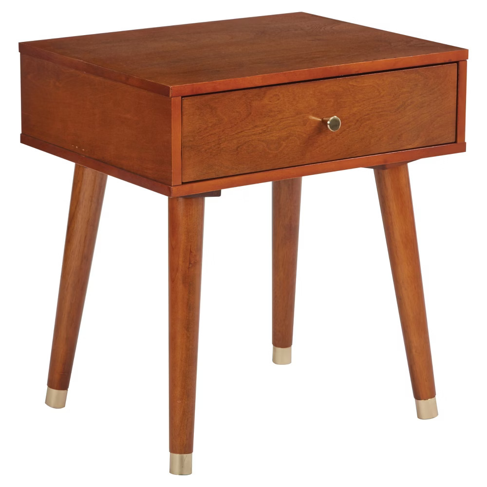 Cupertino 1 Drawer End Table - Light Walnut (Brown) - Osp Designs | Target