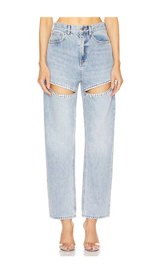 AREA Crystal Slit Jean in Denim-Light. - size 25 | Revolve Clothing (Global)
