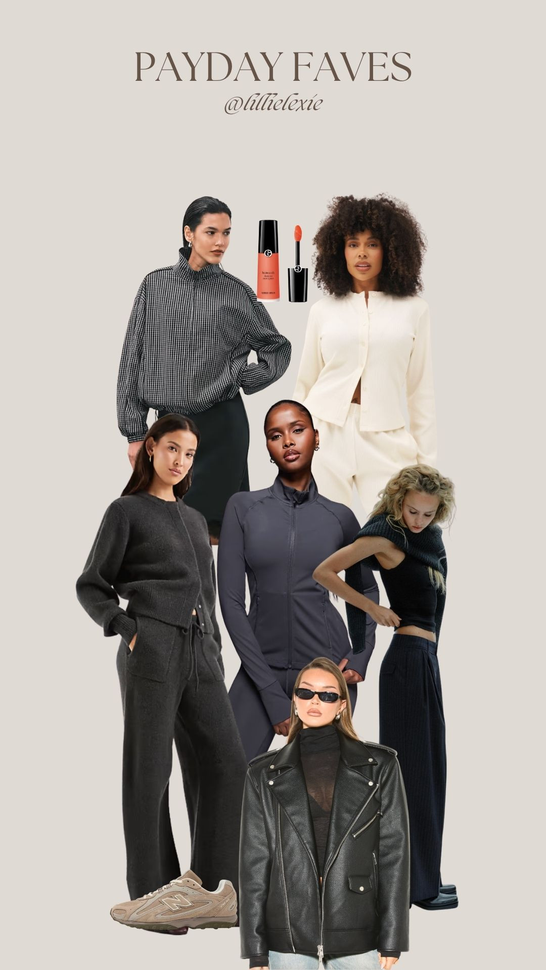 Payday Faves! 

Winter Style, Winter Fashion, Transitional Style, Transitional Fashion, Leather Jacket, New Balance Trainers, Maebe Top, Coord Set, ASOS, Giorgio Armani Cheek Tint  

 #LTKuk #LTKwinter #LTKspring