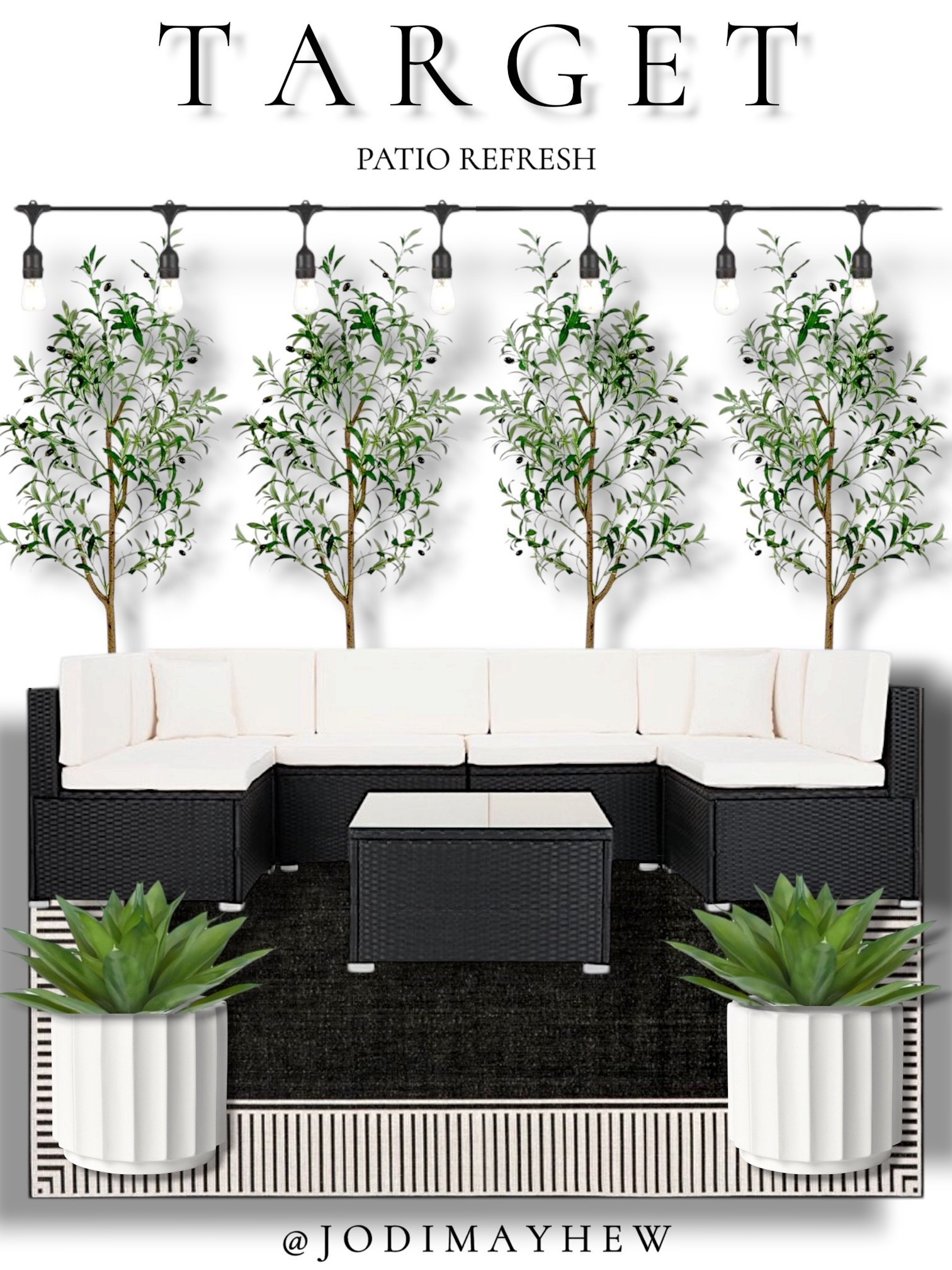 Target: Patio Refresh

#target @target #home #patio #porch #outdoor #space #rug #area #black #white #fluted #planter #faux #plants #topiary #tree #olive #string #lights #summer #spring #deck #stripes #furniture #sectional #couch #lounge #chairs #ottoman  



#LTKHome