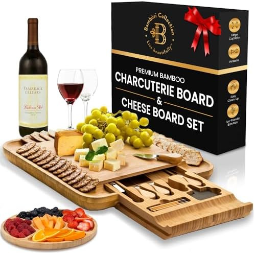 Charcuterie Board Gift Set - Bamboo Cheese Board and Knife Set - Housewarming Gifts for New Home,... | Amazon (US)
