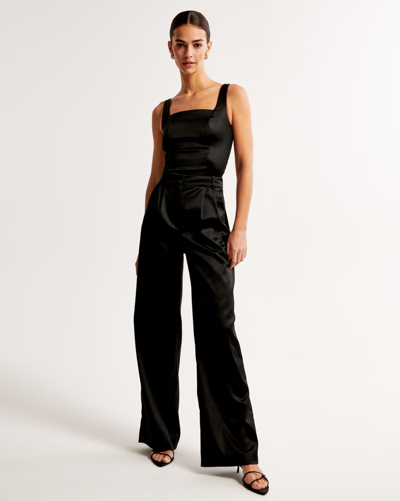 A&F Sloane Tailored Satin Sculpt Pant | Abercrombie & Fitch (US)