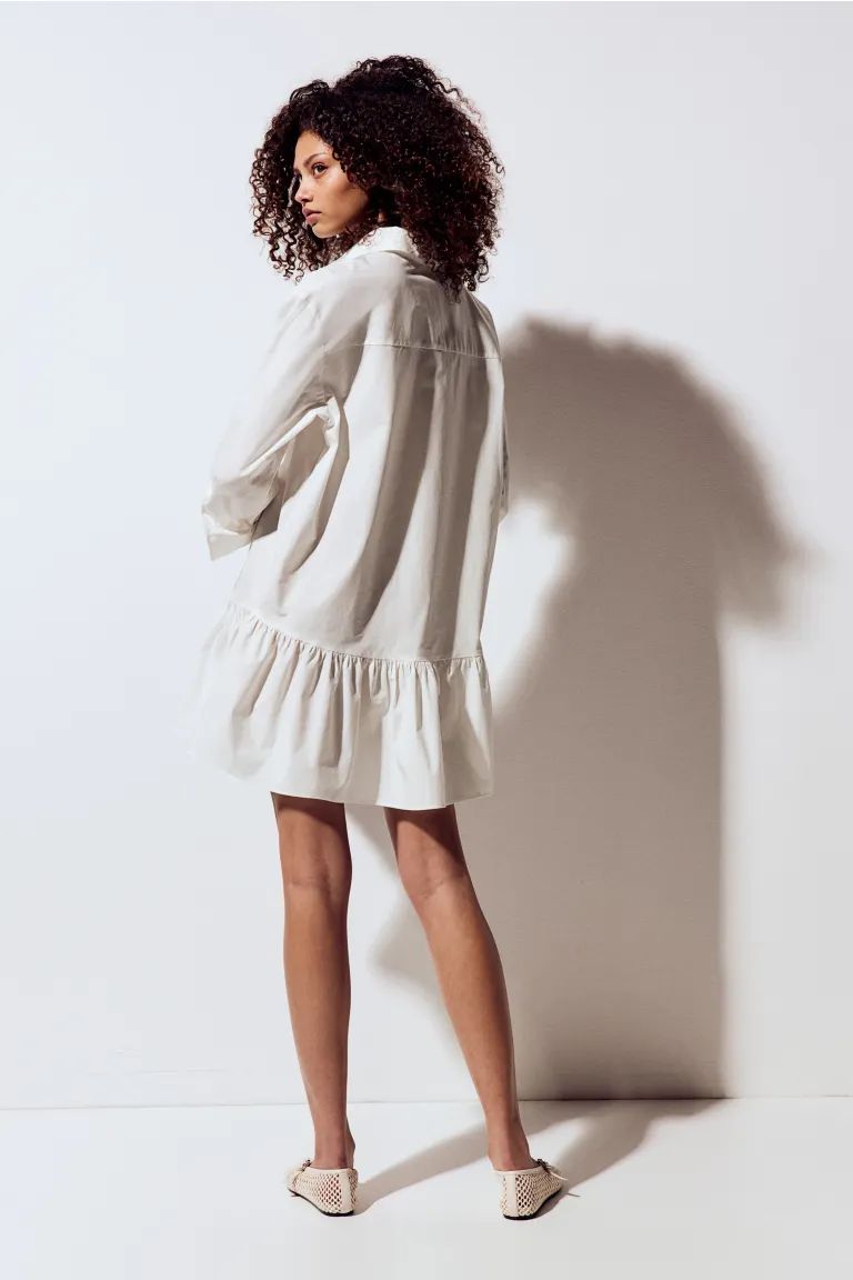 Poplin Shirt Dress - Cream - Ladies | H&M US | H&M (US + CA)