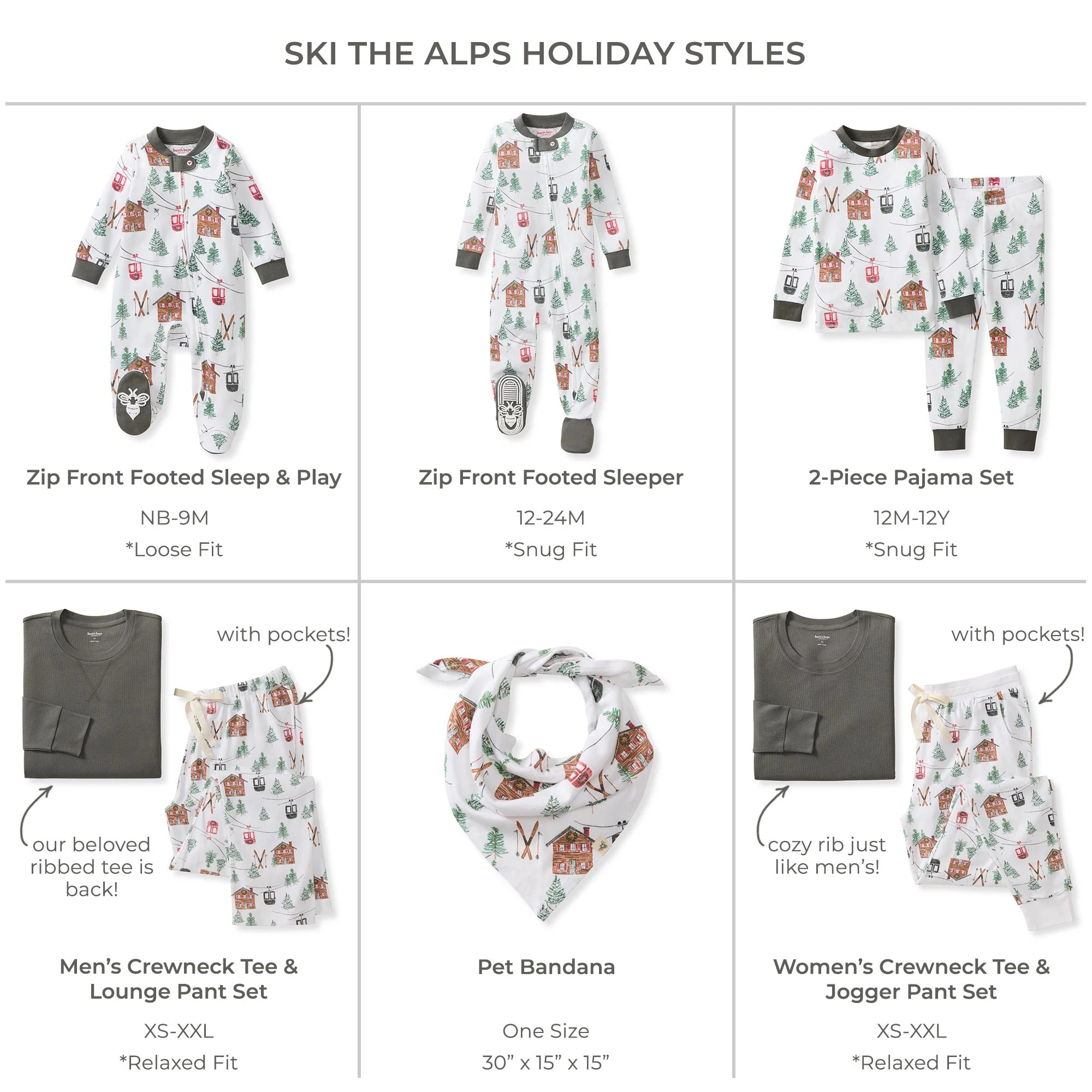 Ski The Alps Matching Family Sleep & Play | Burts Bees Baby
