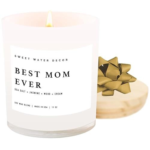 Sweet Water Decor Best Mom Ever Candle | Sea Salt, Jasmine, Wood and Cream, Spa Scented Soy Wax C... | Amazon (US)