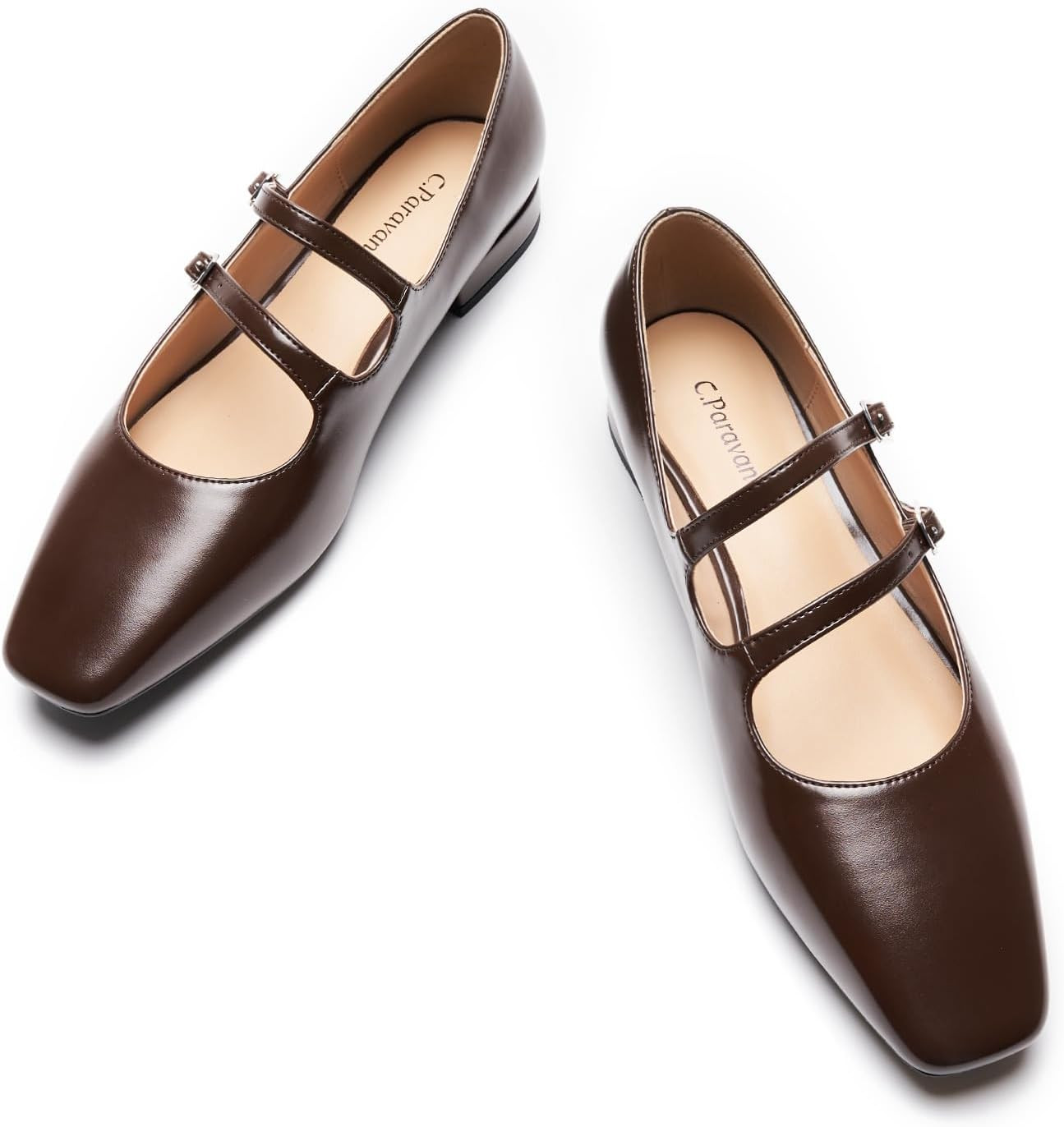 C.Paravano Women's Mary Jane Shoes | Ballet Flats | Women's Flats | Square Toe | Flat Shoe | Block Heel | Amazon (US)