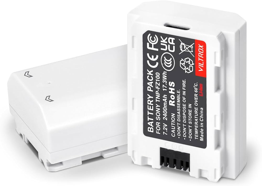 VILTROX 2 Pack 2400mAh NP-FZ100 Battery, USB-C 2.5Hrs Fast Charging Replacement Battery for Sony ... | Amazon (US)