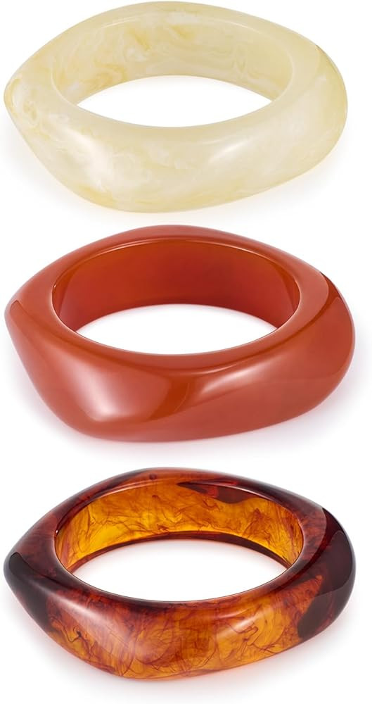 LILIE&WHITE 3 PCS Acrylic Resin Bracelet For Women Trendy Chunky Bangle Bracelets Fashion Colorfu... | Amazon (US)