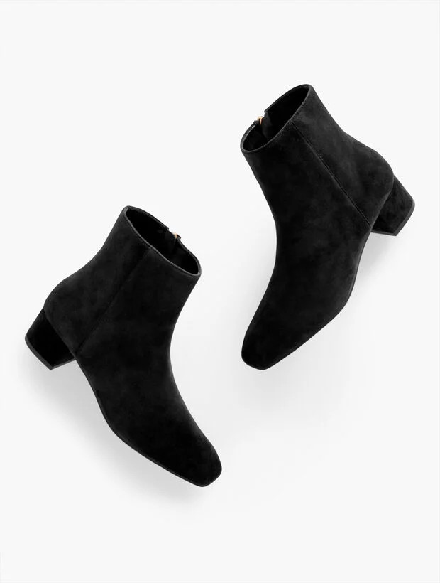 Perla Suede Block Heel Ankle Boots | Talbots