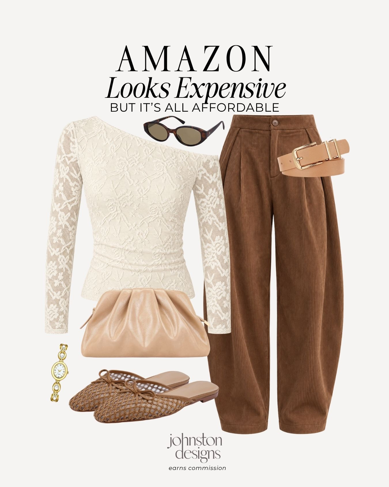 The lace top and corduroy pants are such a good pairing for fall. 🤎 Add woven flats, a soft clutch and a little gold jewelry for an outfit that feels dressed up without trying too hard.

Amazon fall outfit, lace top, brown corduroy pants, woven flats, affordable fall fashion, elevated everyday style, neutral outfit ideas

#amazonfashion #falloutfit #affordablefashion #corduroypants #lacetop #neutralstyle #wovenflats #outfitinspo #fallstyle 

 #LTKootd #LTKSeasonal