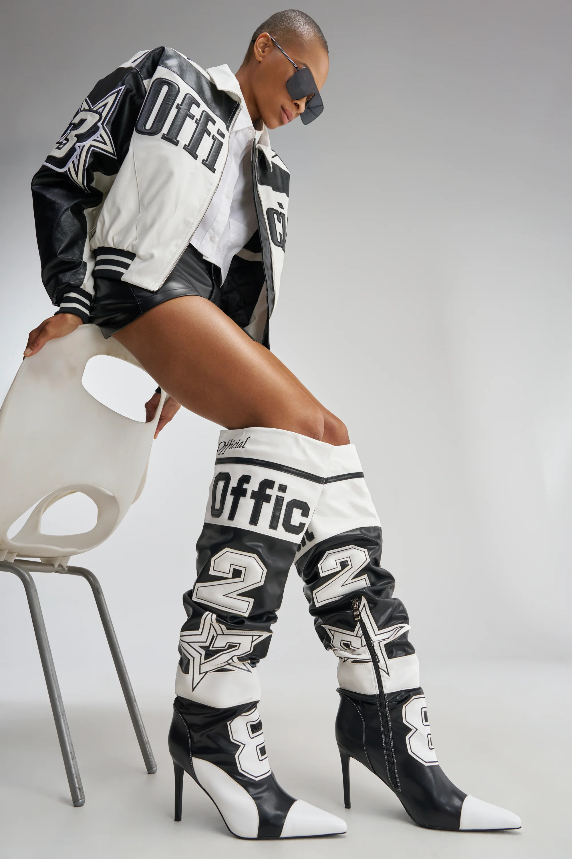 AKIRA GOLD HYPE COLOR BLOCKED SPORTY STILETTO BOOT | AKIRA