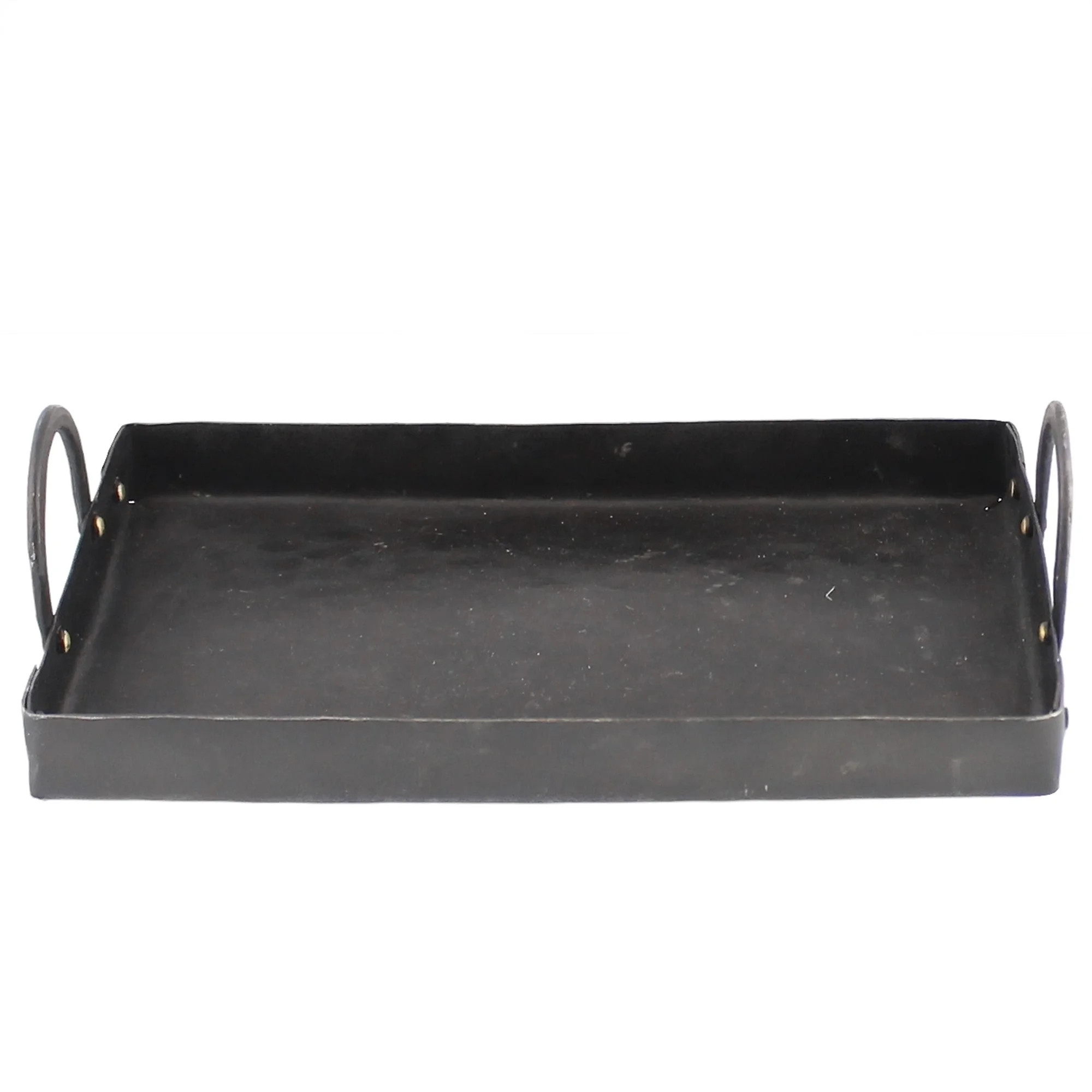 Saltoro Sherpi Industrial Rectangular Metal Tray with Handles, Black | Walmart (US)