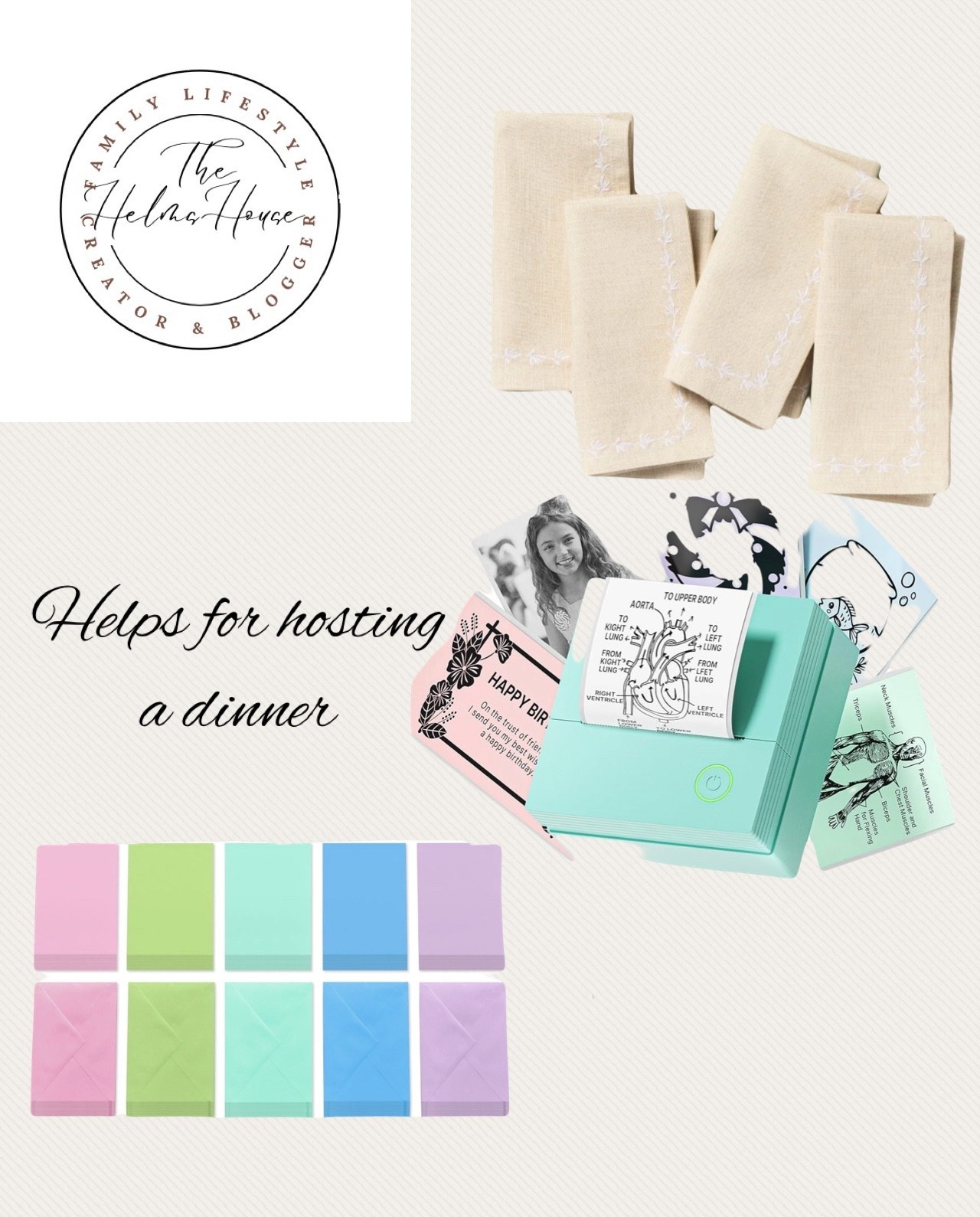 For our recent friends dinner, I found some helps from unlikely places.  While the line napkins are to be expected, the blank stationary was an unlikely addition and the inkless printer was a HUGE help with place settings.  

#LTKmomlife #LTKdayinmylife #LTKfoodie