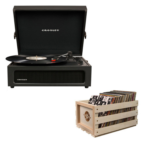 Crosley Voyager Bluetooth Portable Turntable with Storage Crate Turntable Colour: Black | Temple & Webster AU
