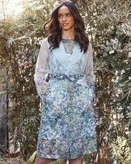 Organza Printed Trench Coat | White House Black Market