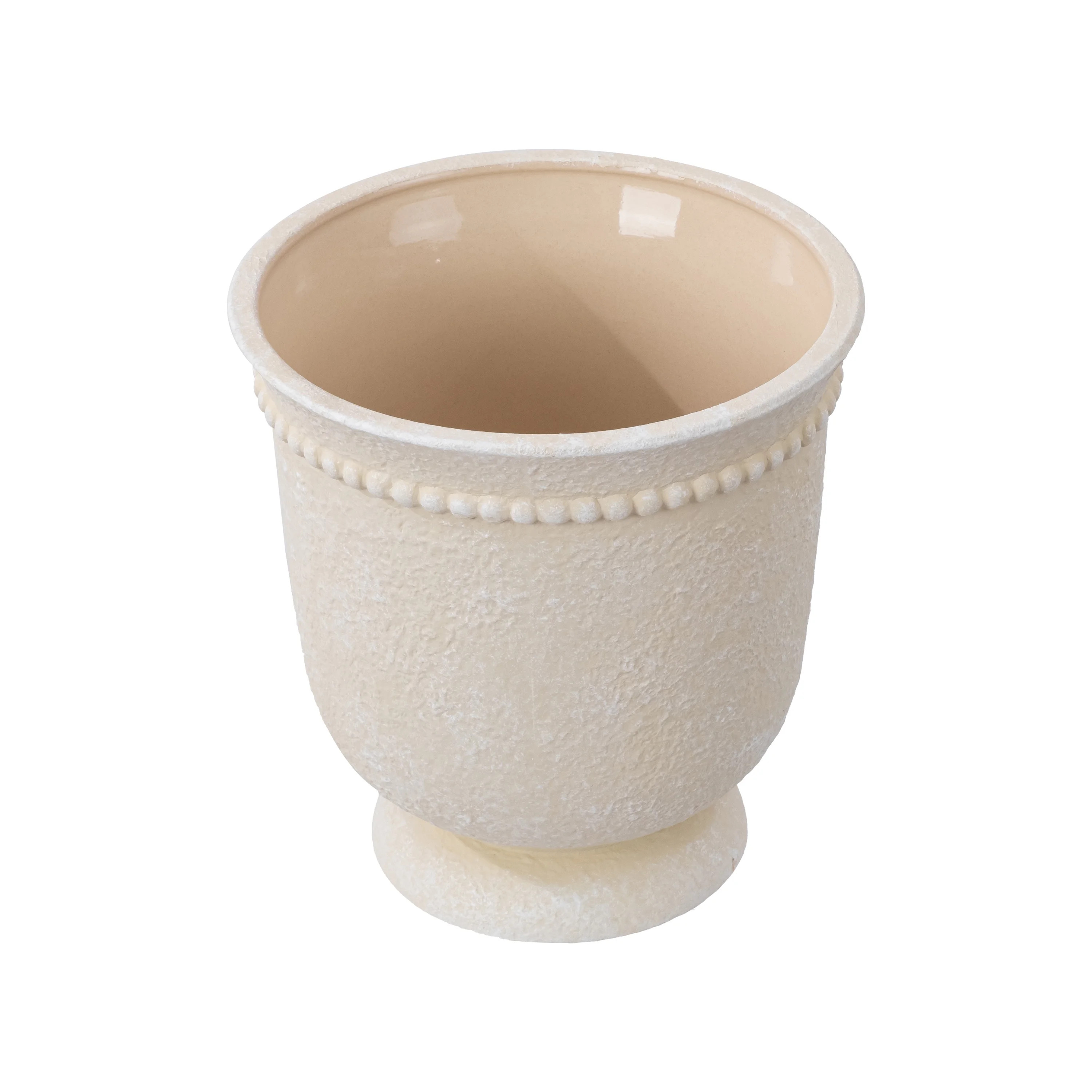 My Texas House 8" Cream Dot Urn - Ceramic Plant Pot, 8.1" Dia x 8.5" H | Walmart (US)