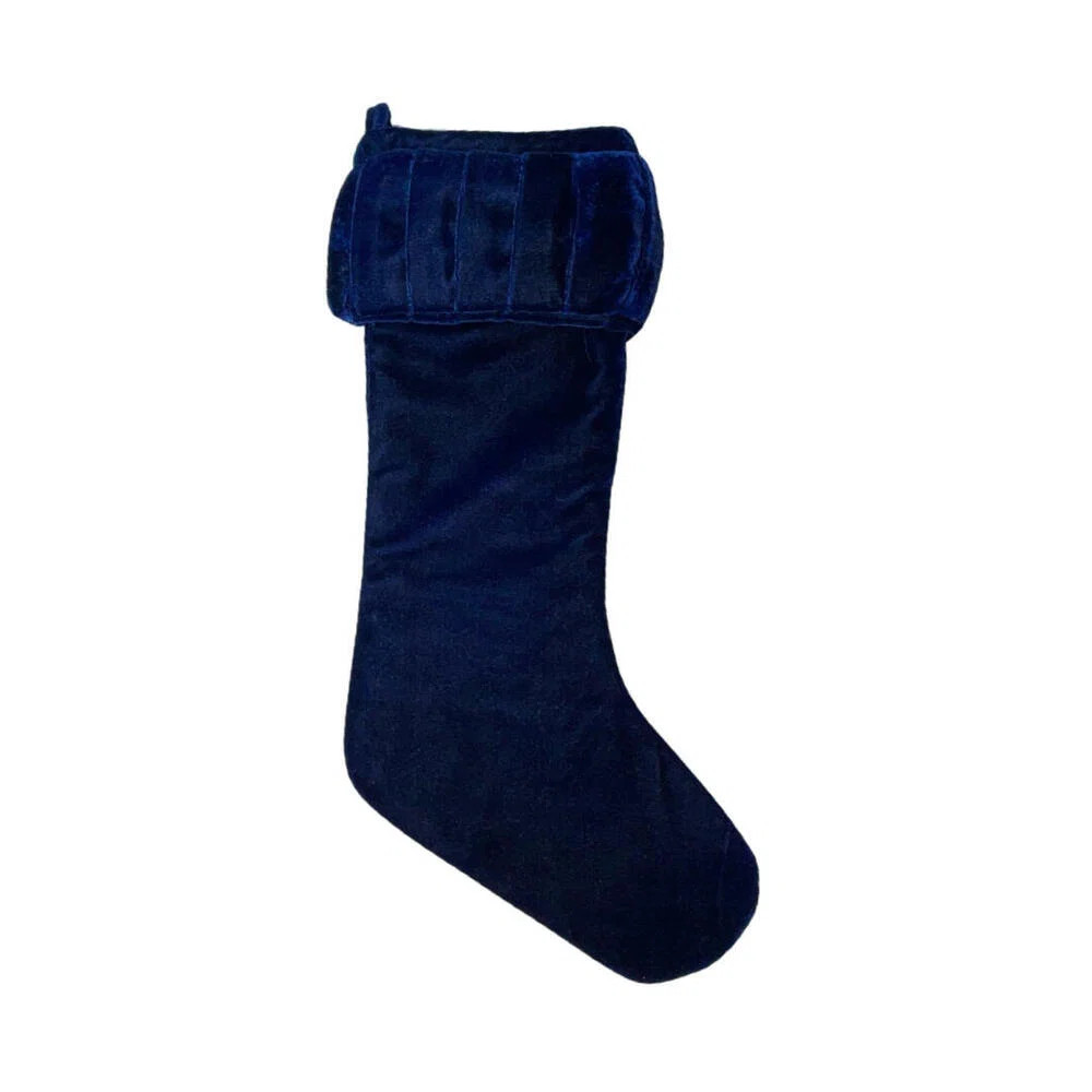8" x 19" Plush Midnight Blue Velvet Christmas Stocking | Wayfair North America