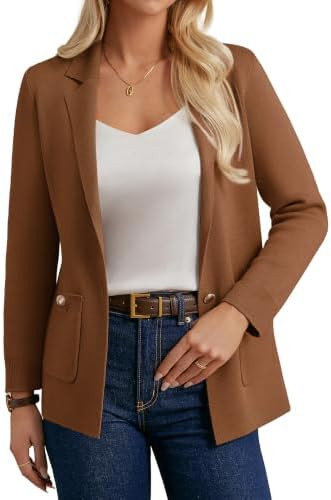 GRACE KARIN Women Sweater Blazers Business Casual Long Sleeve Work Cardigan Open Front Lapel Suit... | Amazon (US)