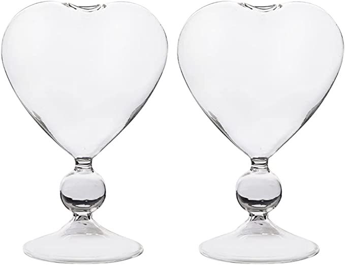 Hemoton 2Pcs Glass Crystal Cocktail Cups Heart Shaped Glass Shrimp Cocktail Goblet Glass Wine Gob... | Amazon (US)