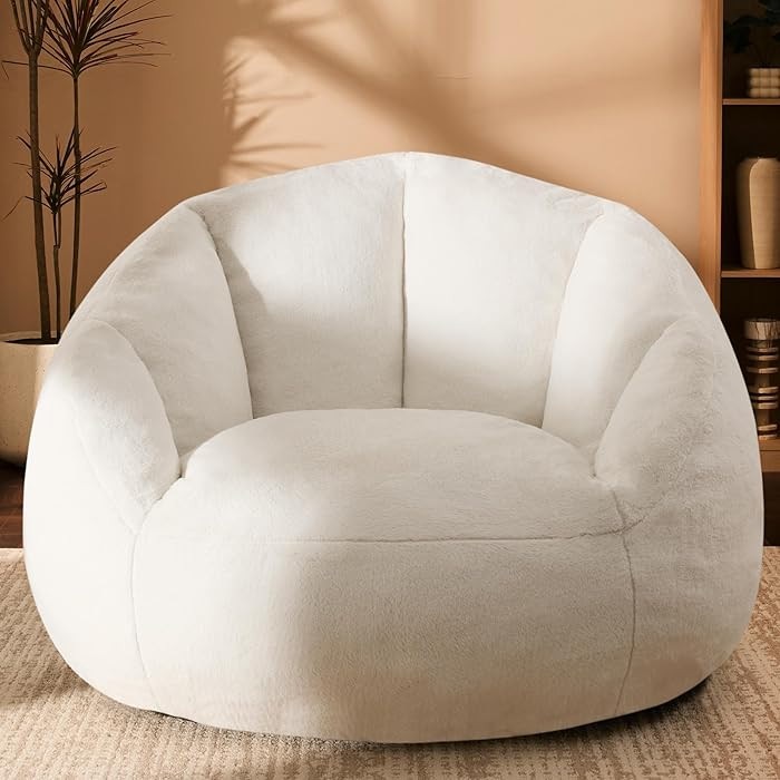 Giant Bean Bag Chair for Adults - Comfy Plush Round Shell Soft Accent Chair, Oversized Cozy Loung... | Amazon (US)