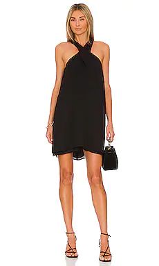 krisa Wrap Halter Mini Dress in Black from Revolve.com | Revolve Clothing (Global)