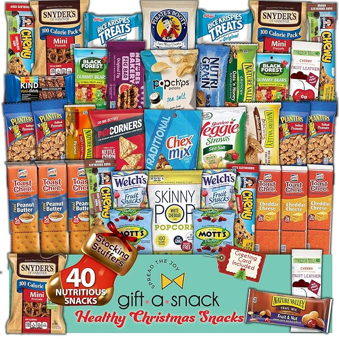 Healthy Snack Box Variety Pack Care Package (40 Count) Christmas Candy Stocking Stuffers Holiday ... | Amazon (US)