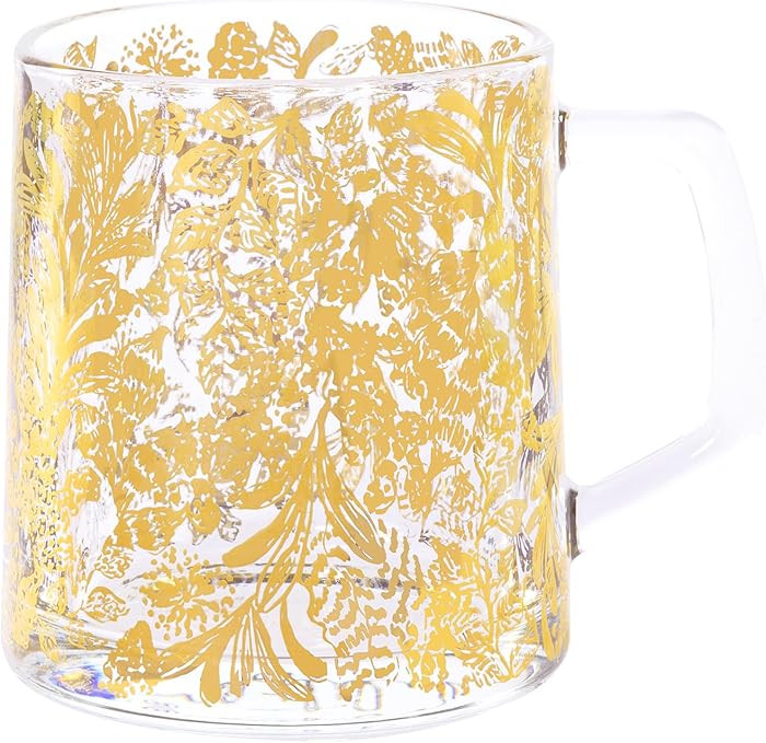 Lilly Pulitzer Cute Glass Mug, Clear Cup with Handle, 12oz, Aesthetic Cup for Coffee and Tea, Cal... | Amazon (US)