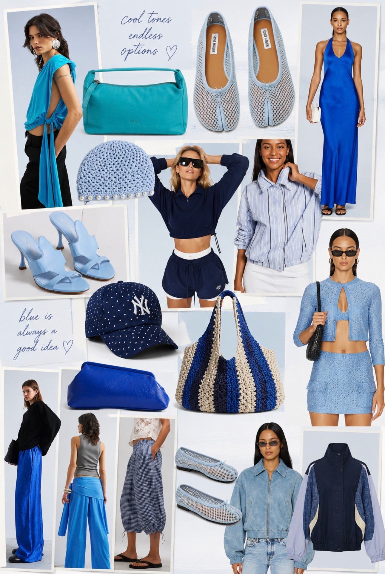 💙 Shades of Blue 💙

From baby blue to bold cobalt… these finds are giving effortless cool-girl energy. Mesh flats, statement bags, sporty layers, and the prettiest blue pieces all in one place.

Which shade are you picking? 👀👇

#LTKStyle #BlueEdit #CoolGirlStyle #SummerStyle #FashionFinds #LTKFashion

#LTKgrwm #LTKootd #LTKMidsize