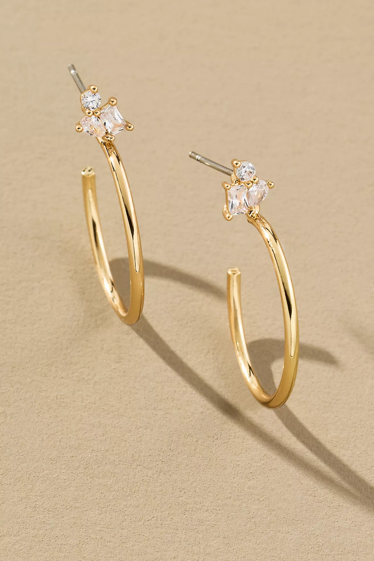 Thin Crystal Hoop Earrings | Anthropologie (US)