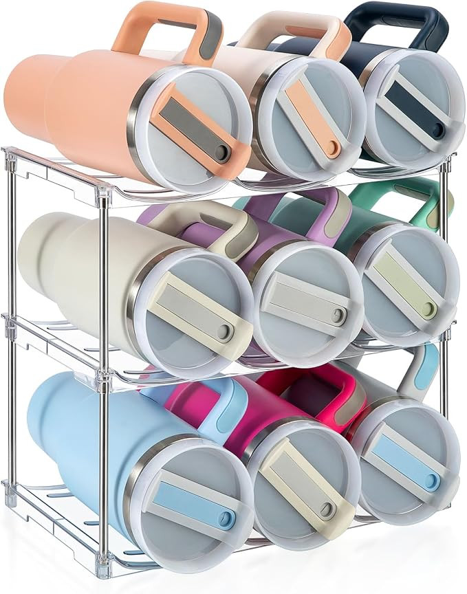 Sbosbo Water Bottle Organizer for Stanley 40 oz Tumbler, Stackable Tumbler Storage, 3 Pack Water ... | Amazon (US)