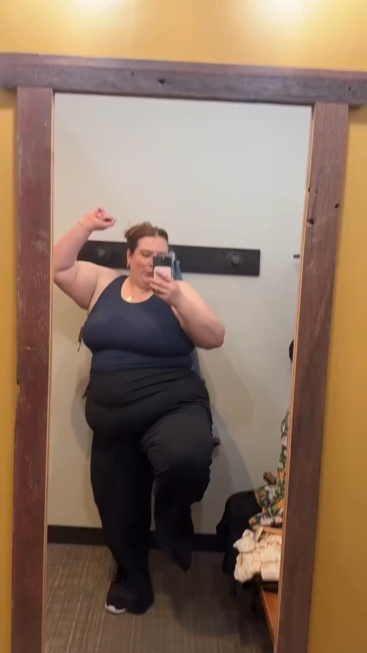 I was surprised by how much I loved this top and the pants! The top is a cropped fit longline  bra with a cut out in the back. It has a built in soft bra inside and it’s true to size! The pants are soft and so stretchy I’d recommend sizing down. Linked in my LTK and Shopmy! Comment KIMMY and I’ll send these over!
