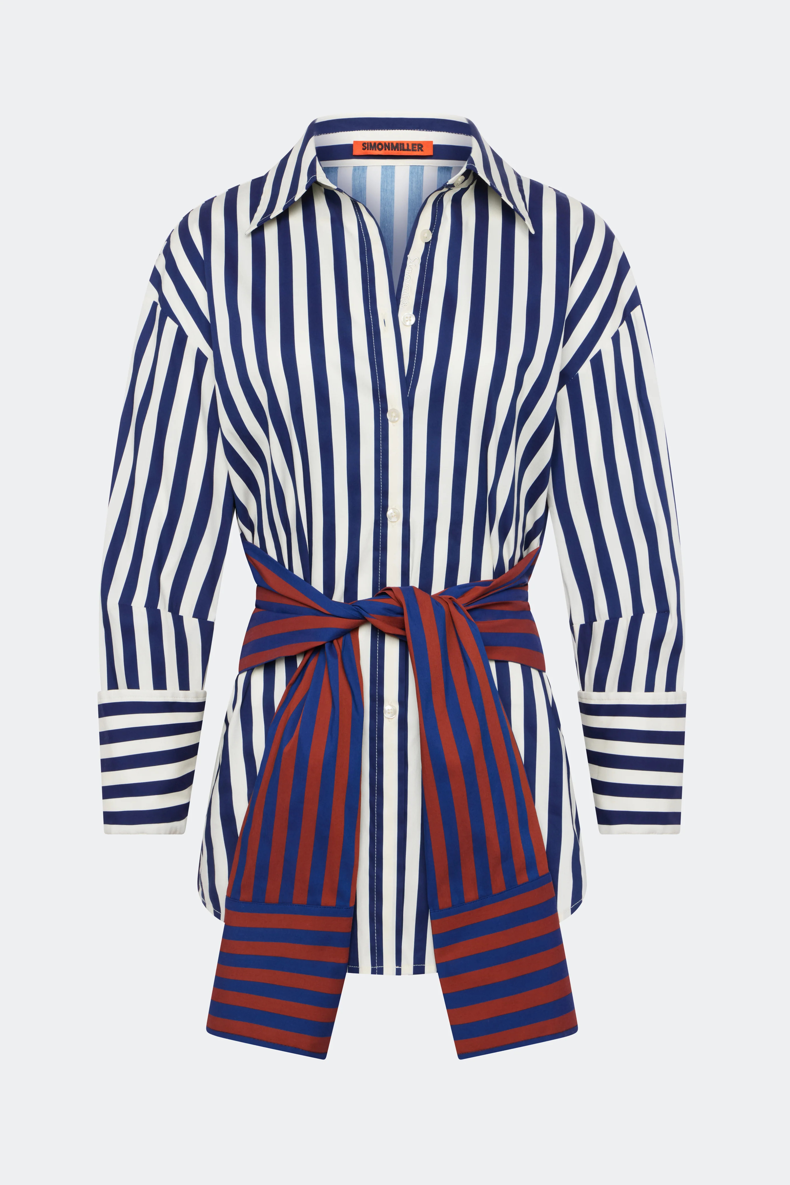 Inna Poplin Top In Navy Stripe Multi | Simon Miller