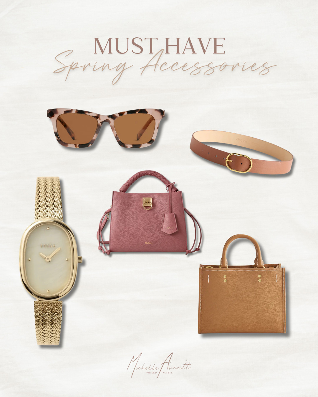 My favorite accessory finds to refresh your style this spring!

Sleek handbags, a gold dainty watch, a versatile brown belt, and polarized stylish sunglasses will complement any outfit you have on this spring!

spring accessories, fashion over 40, seasonal favorites 

 #LTKootd #LTKSeasonal #LTKOver40