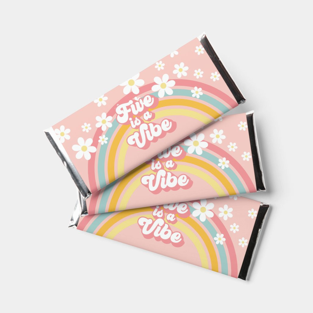 Retro Rainbow Five is a Vibe 5th Birthday | Zazzle