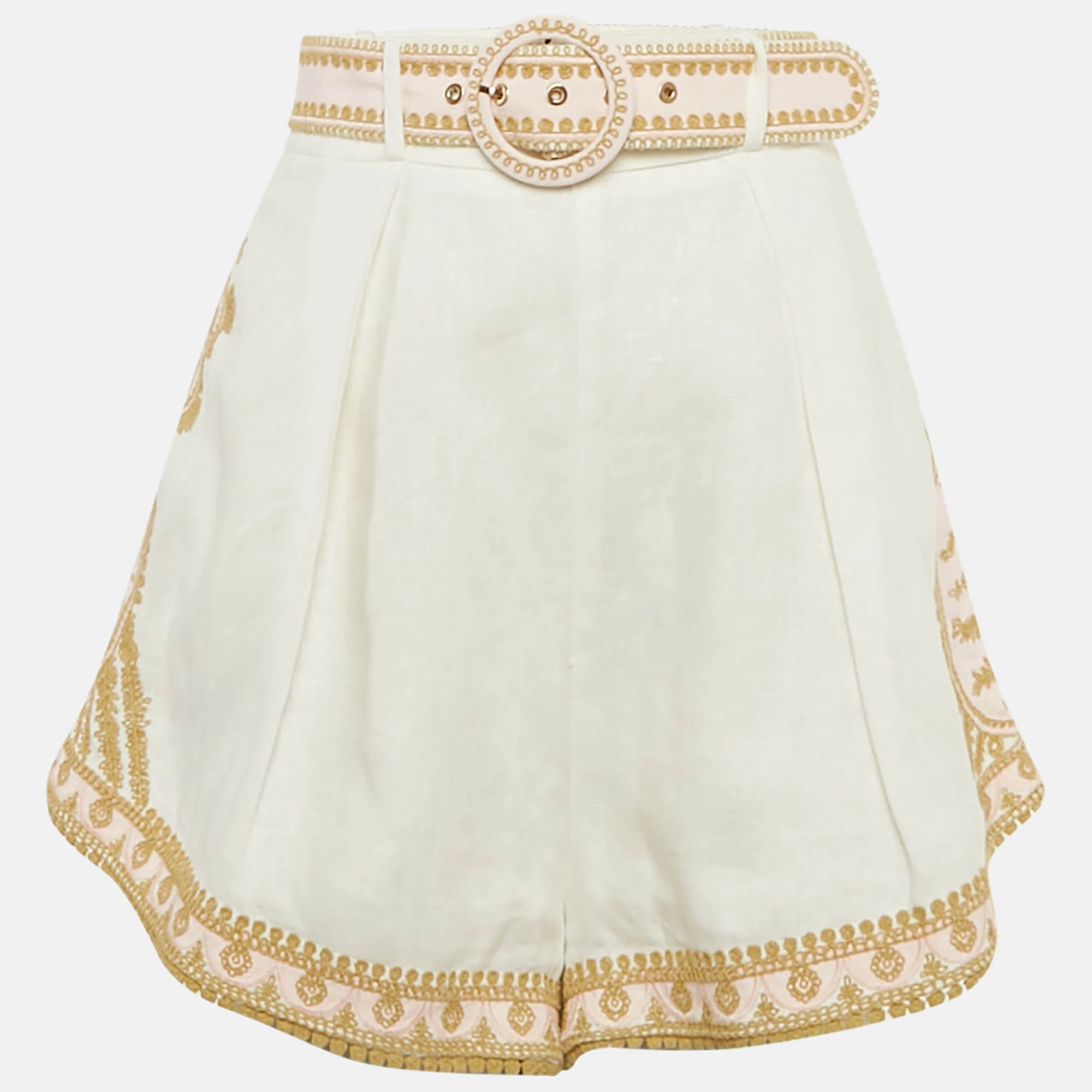 Zimmermann White Embroidered Linen Shorts | Shop Simon