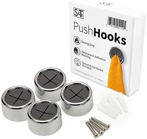Amazon.com: S&T INC. Round Adhesive Push Towel Hooks for Kitchen, Hand and Dish Towels, Gray, 4 P... | Amazon (US)