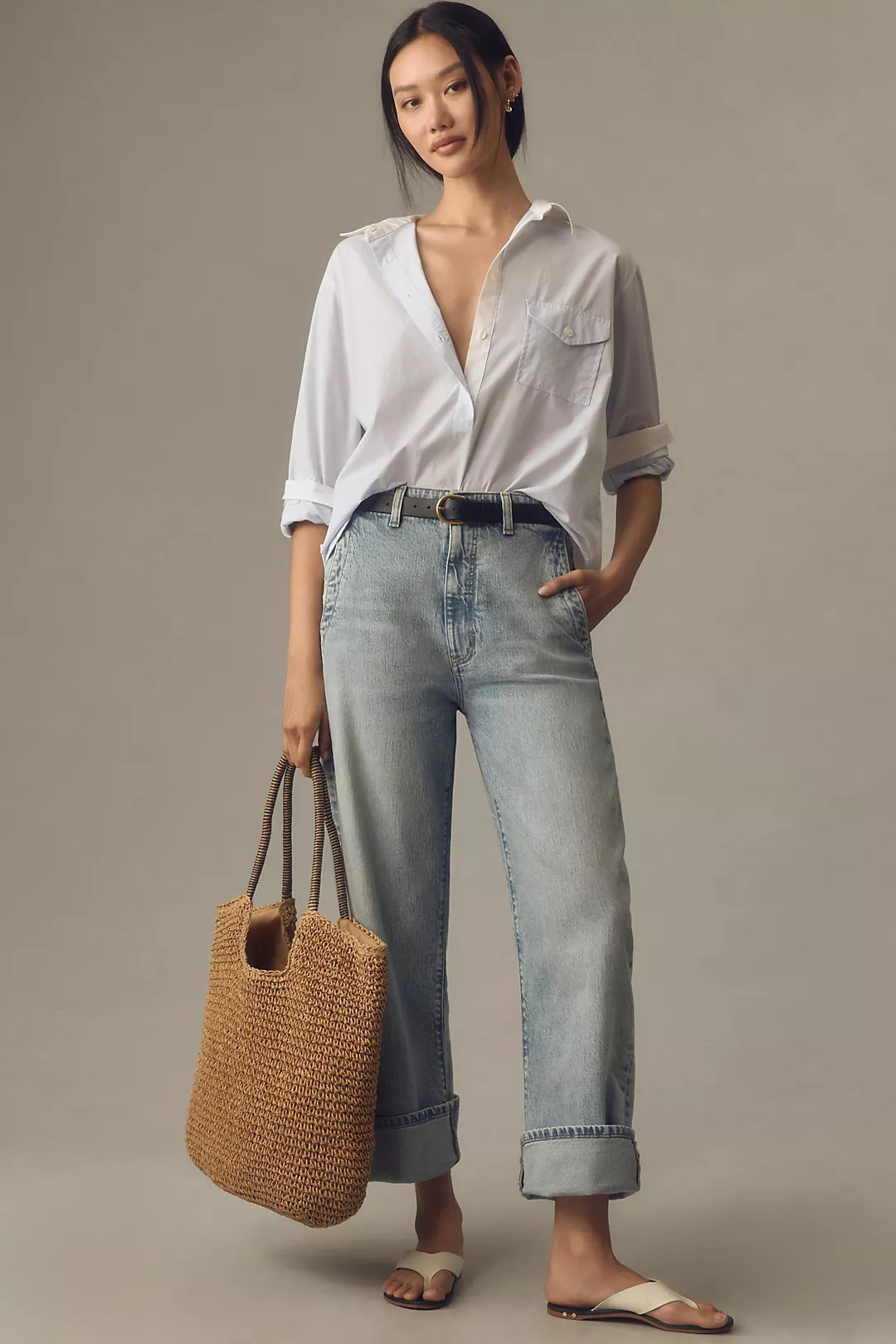 The Lonnie Cuffed High-Rise Crop Jeans by Pilcro | Anthropologie (US)