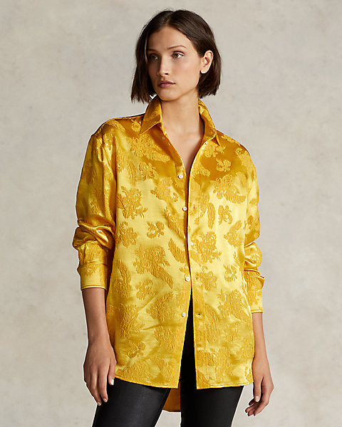 Floral Silk-Blend Jacquard Shirt | Ralph Lauren (UK)
