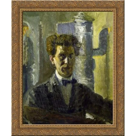 Self-Portrait in Front of the Stove 24x20 Gold Ornate Wood Framed Canvas Art by Richard Gerstl | Walmart (US)